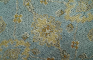 Hand Knotted Gray, Ivory and Mustard 6x8.8 Traditional Oriental Oushak wool rug