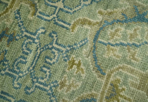 Hand Knotted Green, Olive and Teal Traditional Dragon Oushak Design 8x10 wool rug