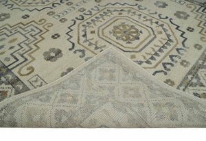 Hand Knotted Ivory, Gray and Beige Traditional Medallion Natural Wool Custom Made Area Rug, Kids, Living Room and Bedroom Rug