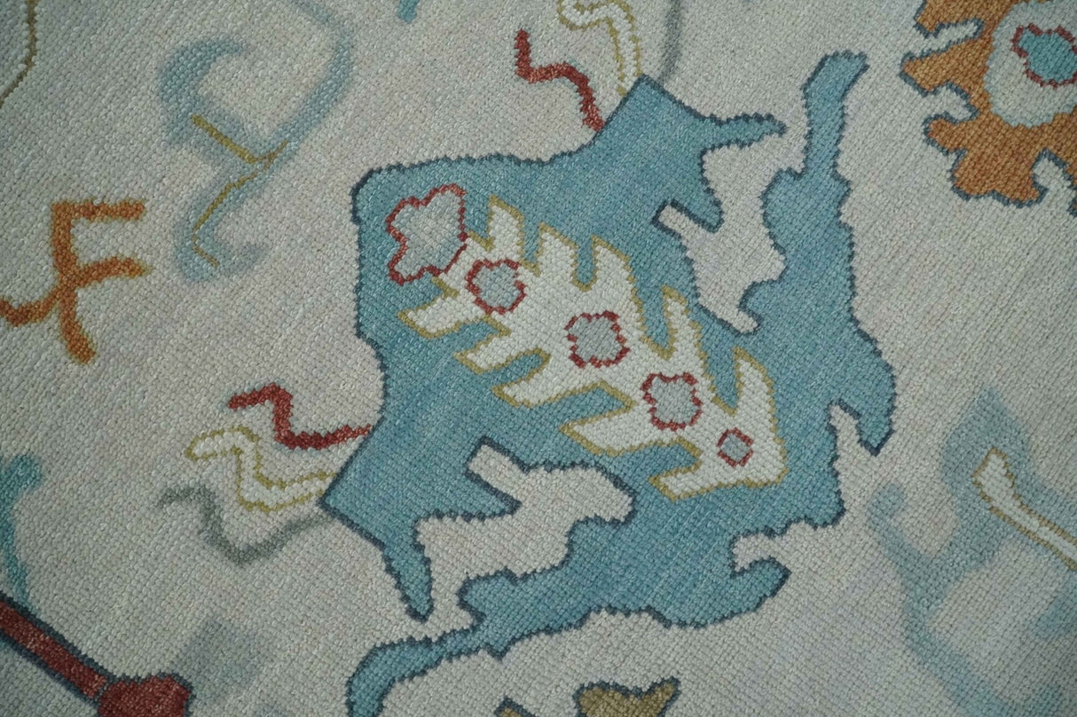Hand Knotted Ivory Traditional Vintage Style colorful Multi size Oushak Wool Area Rug