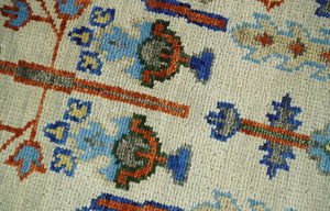 Hand Knotted Ivory and Charcoal Traditional Vintage Style Custom Made Wool Area Rug