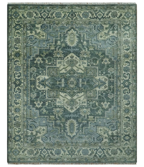 Hand Knotted Ivory, and Shades of Gray Traditional Custom made wool rug