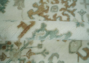 Hand Knotted Ivory and Silver 8x10 Traditional Oushak Wool Area Rug
