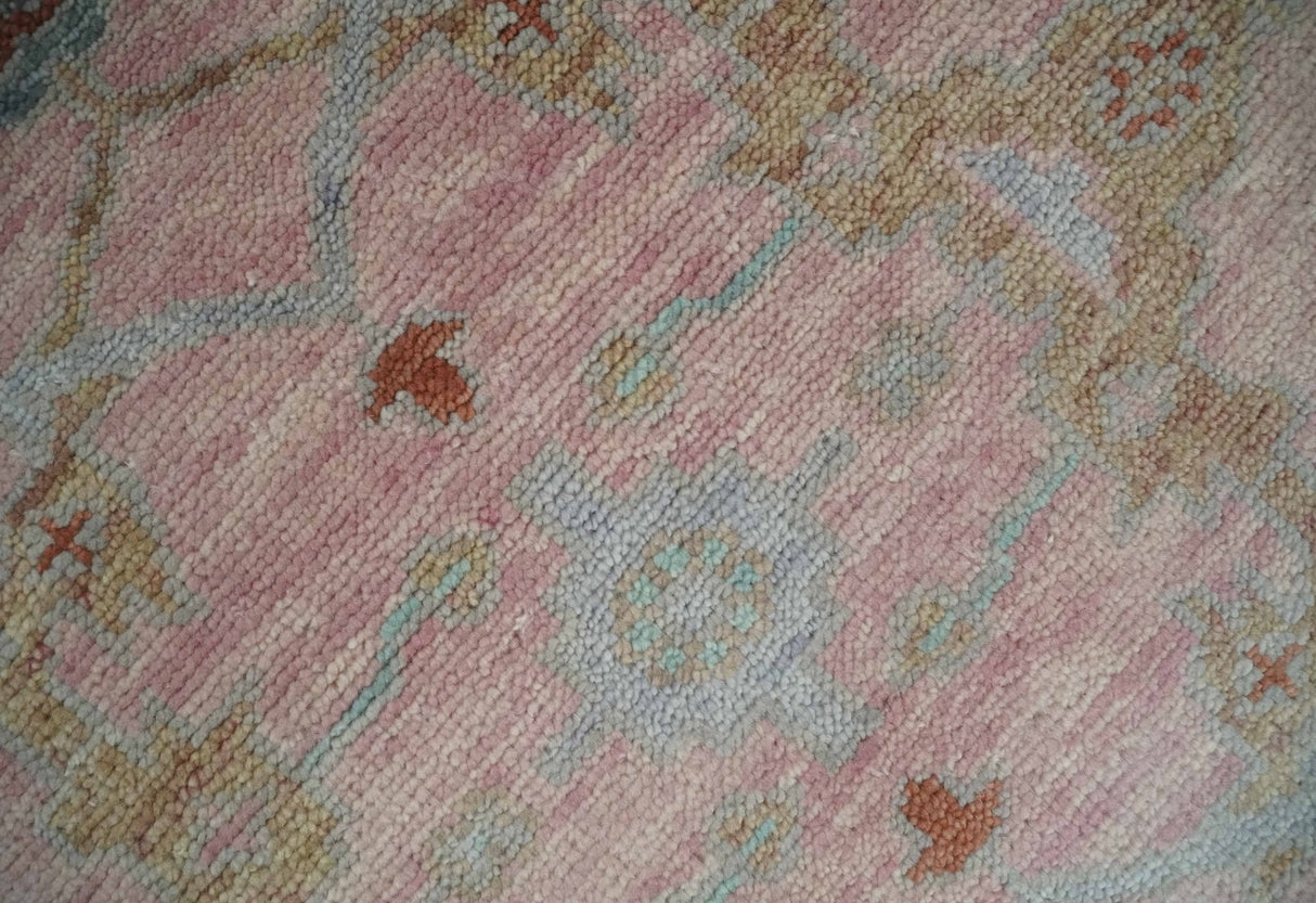 Hand Knotted Light Pink Oriental Oushak 9x12 Traditional Wool Area Rug, Living Room and Bedroom Rug