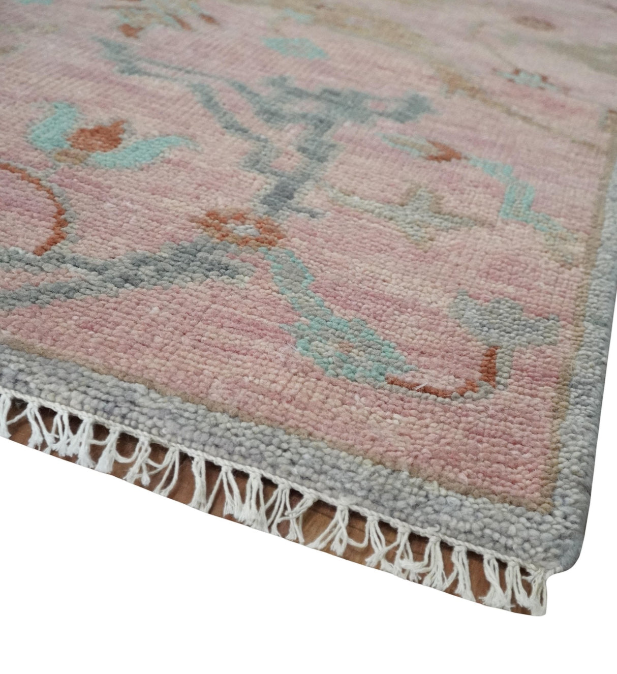 Hand Knotted Light Pink Oriental Oushak 9x12 Traditional Wool Area Rug, Living Room and Bedroom Rug