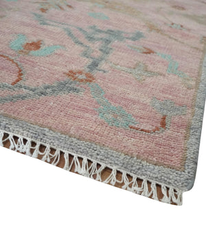 Hand Knotted Light Pink Oriental Oushak 9x12 Traditional Wool Area Rug, Living Room and Bedroom Rug