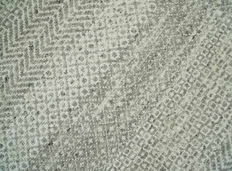 Hand Knotted Modern Geometric Trellis Scandinavian 8x10 Beige, and Ivory Wool Area Rug