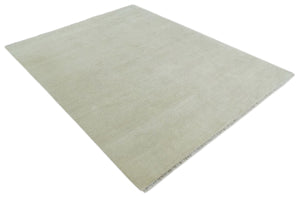 Hand Knotted Modern Geometric Trellis Scandinavian 8x10 Beige and Ivory Wool Area Rug | TRDCP932810