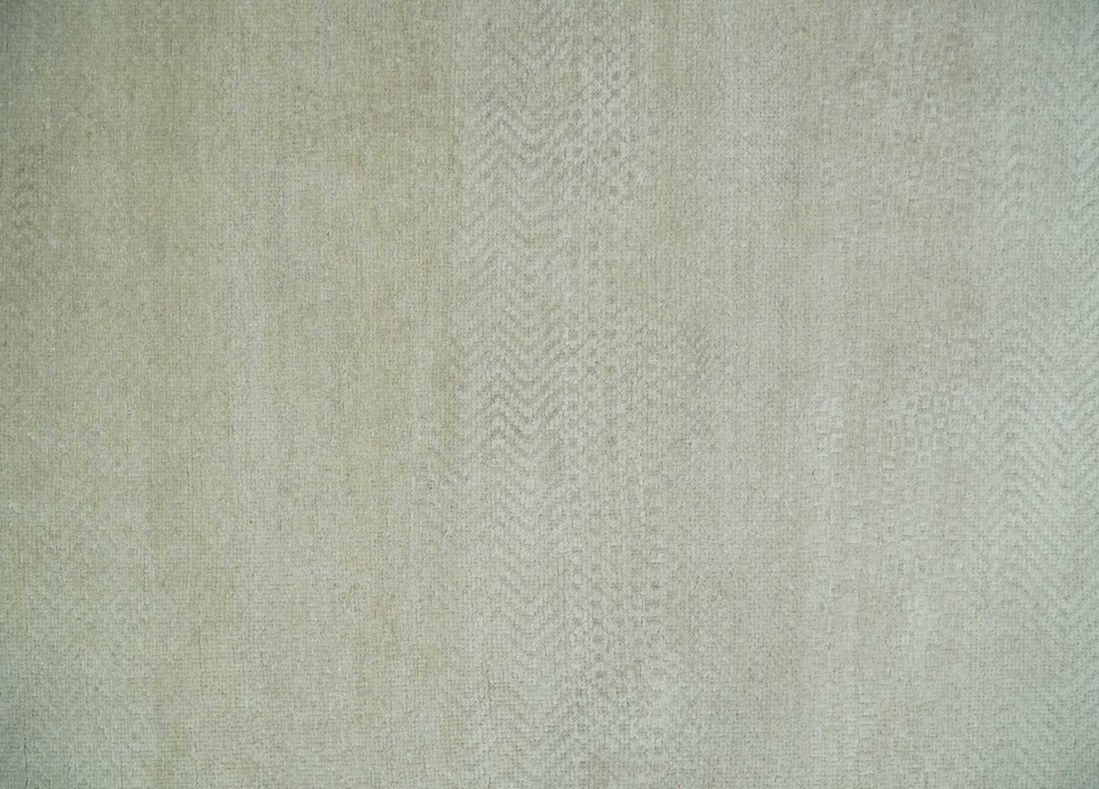 Hand Knotted Modern Geometric Trellis Scandinavian 8x10 Beige and Ivory Wool Area Rug | TRDCP932810