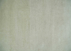 Hand Knotted Modern Geometric Trellis Scandinavian 8x10 Beige and Ivory Wool Area Rug | TRDCP932810