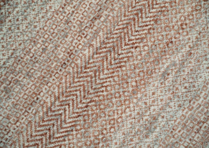 Hand Knotted Modern Geometric Trellis Scandinavian 8x10 Ivory, Rust and Gray Wool Area Rug | TRDCP933810