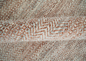 Hand Knotted Modern Geometric Trellis Scandinavian 8x10 Ivory, Rust and Gray Wool Area Rug | TRDCP933810