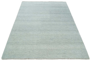 Hand Knotted Modern Geometric Trellis Scandinavian Silver and Gray Wool Area Rug 8x10 | TRDCP930810