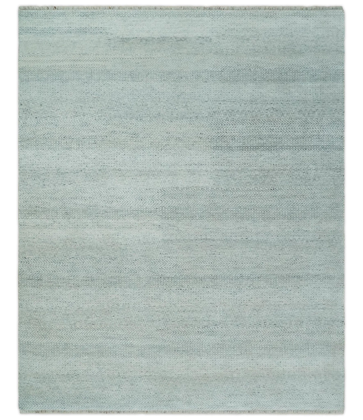 Hand Knotted Modern Geometric Trellis Scandinavian Silver and Gray Wool Area Rug 8x10 | TRDCP930810