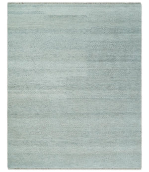 Hand Knotted Modern Geometric Trellis Scandinavian Silver and Gray Wool Area Rug 8x10 | TRDCP930810