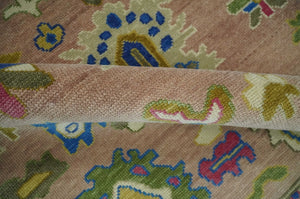 Hand Knotted Multi Size Antique Style Peach and Beige Traditional colorful Oushak Wool Rug
