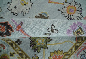 Hand Knotted Multi Size Silver and Olive Traditional Vintage Style colorful Oushak Wool Rug