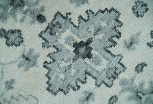 Hand Knotted Multi size Ivory, Silver and Charcoal Antique Turkish Oushak Wool Area Rug