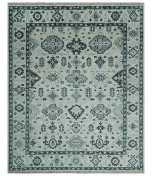 Hand Knotted Multi size Ivory, Silver and Charcoal Antique Turkish Oushak Wool Area Rug