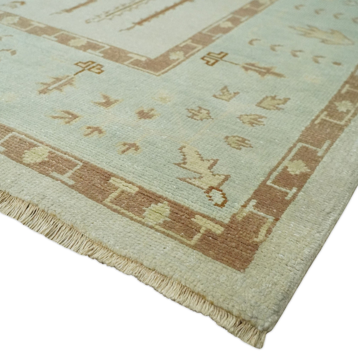 Hand Knotted Oushak 8x10 Beige and Brown Traditional Persian Wool Area Rug | AC32810