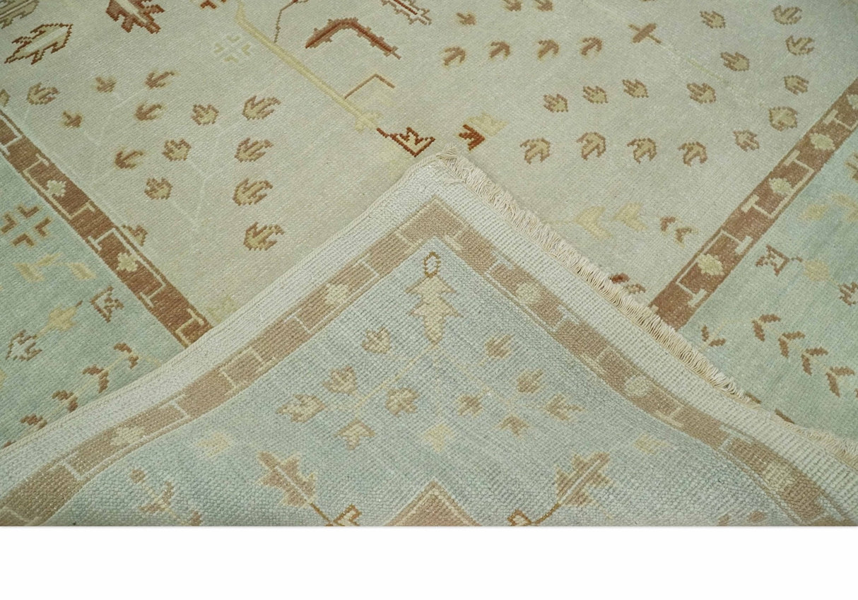 Hand Knotted Oushak 8x10 Beige and Brown Traditional Persian Wool Area Rug | AC32810