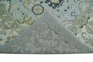 Hand Knotted Persian Oushak 8x10 Blue and Beige Antique Large Wool Area Rug | TRDCP236810
