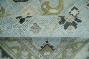 Hand Knotted Persian Oushak 8x10 Blue and Beige Antique Large Wool Area Rug | TRDCP236810