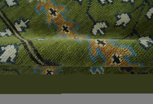 Hand Knotted Royal Green and Ivory Traditional Turkish Style Tree Of Life Multi Size Wool Area Rug