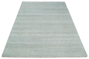 Hand Knotted Silver, Ivory and Gray 8x10 Modern Geometric Trellis Scandinavian Wool Area Rug | TRDCP945810