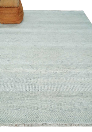 Hand Knotted Silver, Ivory and Gray 8x10 Modern Geometric Trellis Scandinavian Wool Area Rug | TRDCP945810