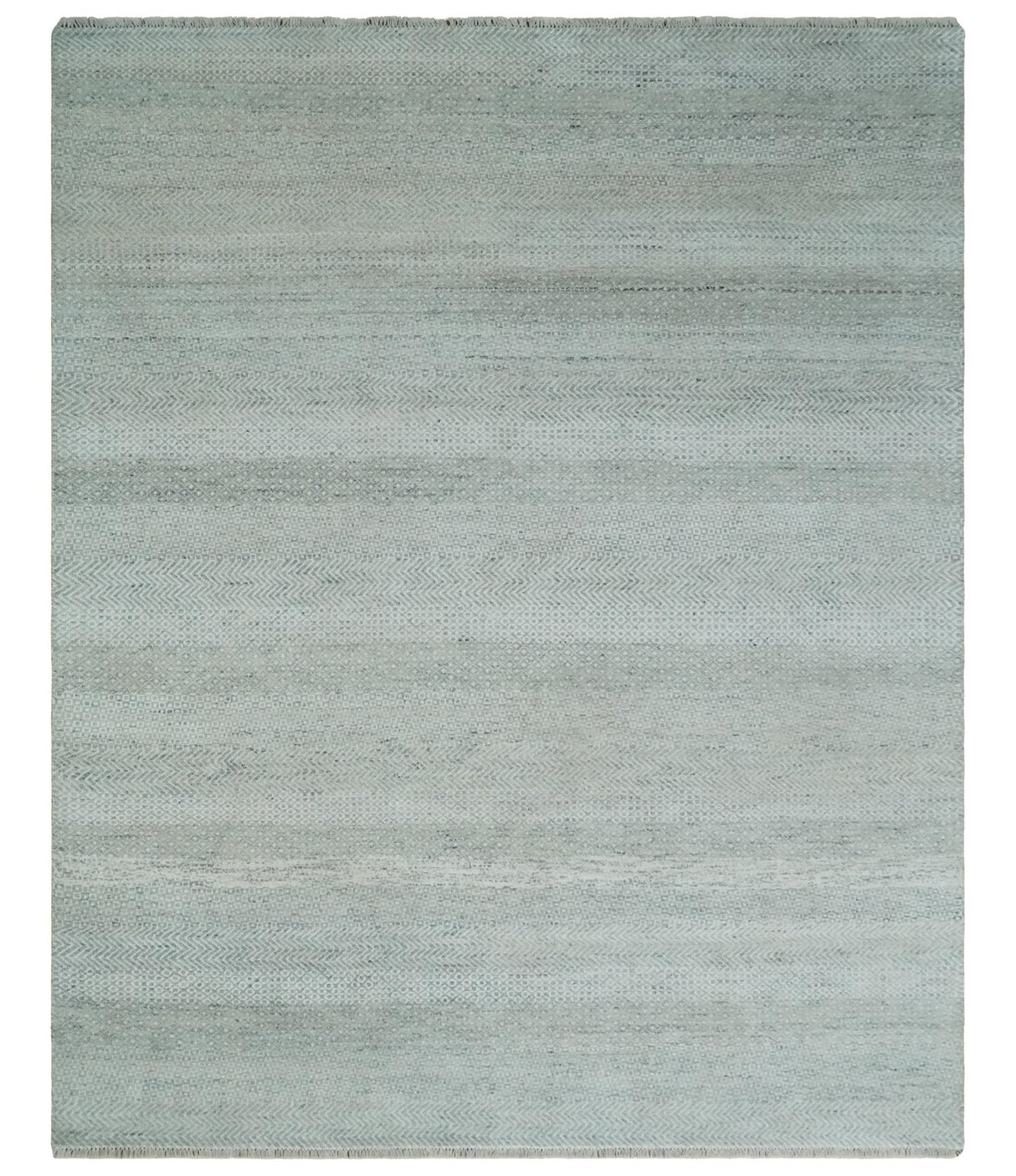 Hand Knotted Silver, Ivory and Gray 8x10 Modern Geometric Trellis Scandinavian Wool Area Rug | TRDCP945810