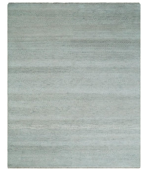 Hand Knotted Silver, Ivory and Gray 8x10 Modern Geometric Trellis Scandinavian Wool Area Rug | TRDCP945810