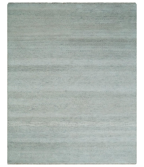 Hand Knotted Silver, Ivory and Gray 8x10 Modern Geometric Trellis Scandinavian Wool Area Rug | TRDCP945810