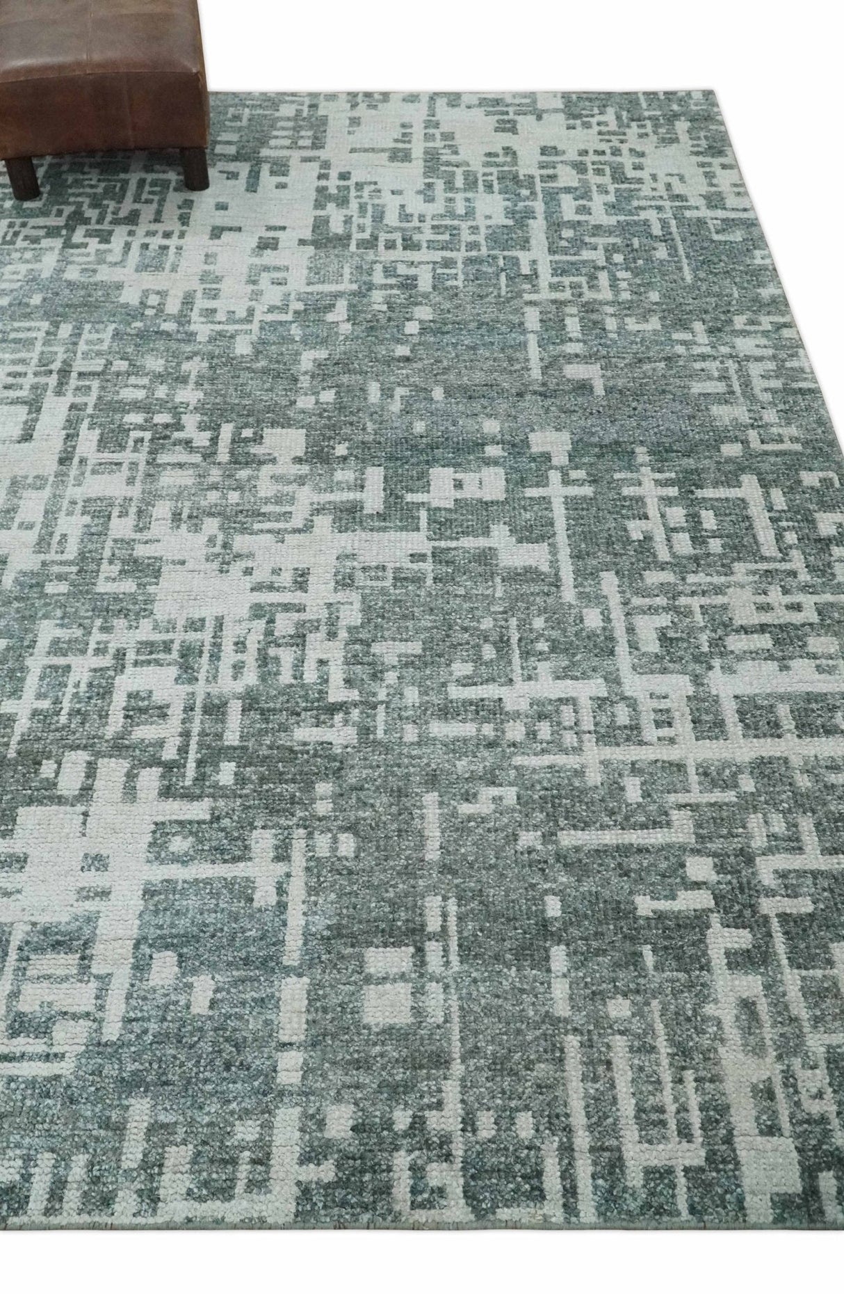 Hand Knotted Silver and Gray 5x8 Modern Abstract Contemporary Recycled Silk Area Rug