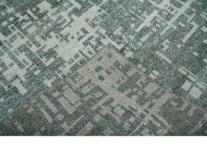 Hand Knotted Silver and Gray 5x8 Modern Abstract Contemporary Recycled Silk Area Rug