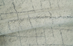 Hand Knotted Silver and Gray 9x12 Trellis Moroccan Rug Made with Fine Wool | TRDCP638912