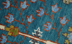 Hand Knotted Teal Blue and Ivory Traditional Vintage Style Multi size Wool Area Rug