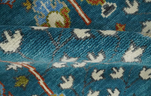 Hand Knotted Teal Blue and Ivory Traditional Vintage Style Multi size Wool Area Rug