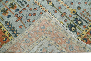 Hand Knotted Tree of Life Rust and Blue Traditional Turkish Design Wool Rug