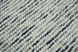 Hand Made Beige and Blue Woolen Chunky and Soft Area Rug