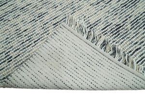 Hand Made Beige and Blue Woolen Chunky and Soft Area Rug