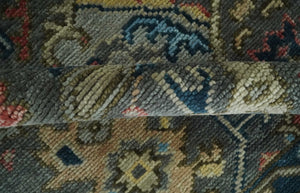 Hand Spun Wool Traditional Legacy Oushak Blue, Rust and Charcoal Area Rug