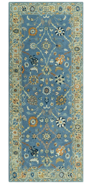 Hand Tufted Blue and Beige Modern Colorful Oushak Multi Size Rug, Kids, Living Room and Bedroom Rug