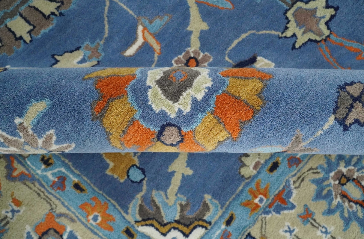 Hand Tufted Blue and Beige Modern Colorful Oushak Multi Size Rug, Kids, Living Room and Bedroom Rug