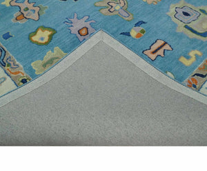 Hand Tufted Blue and Ivory Multi Size Modern Colorful Oushak Rug, Kids, Living Room and Bedroom Rug