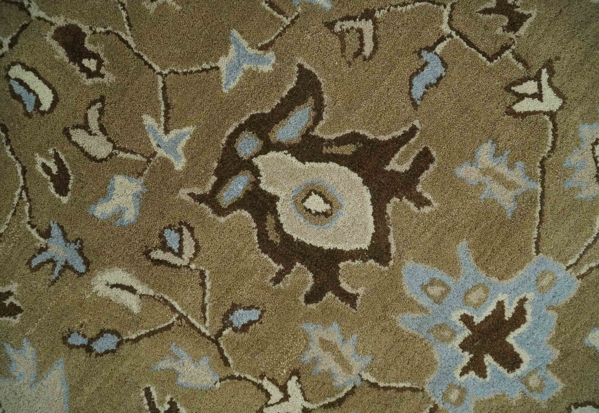 Hand Tufted Earthy Camel and Beige 8x10 Traditional Oushak Rug