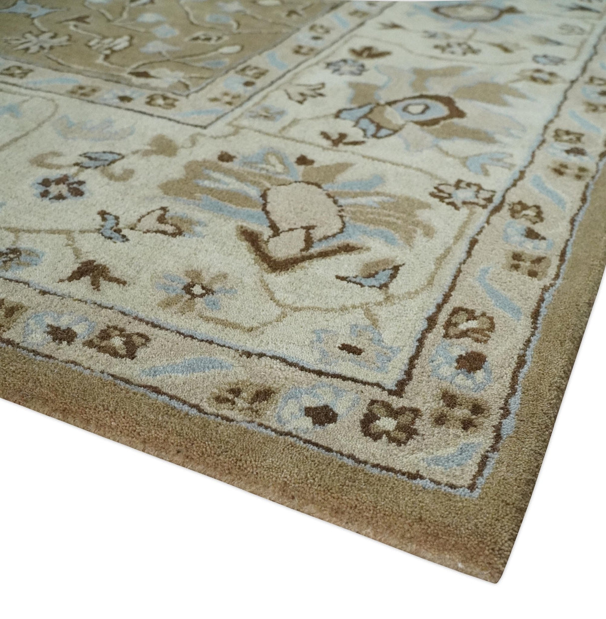 Hand Tufted Earthy Camel and Beige 8x10 Traditional Oushak Rug