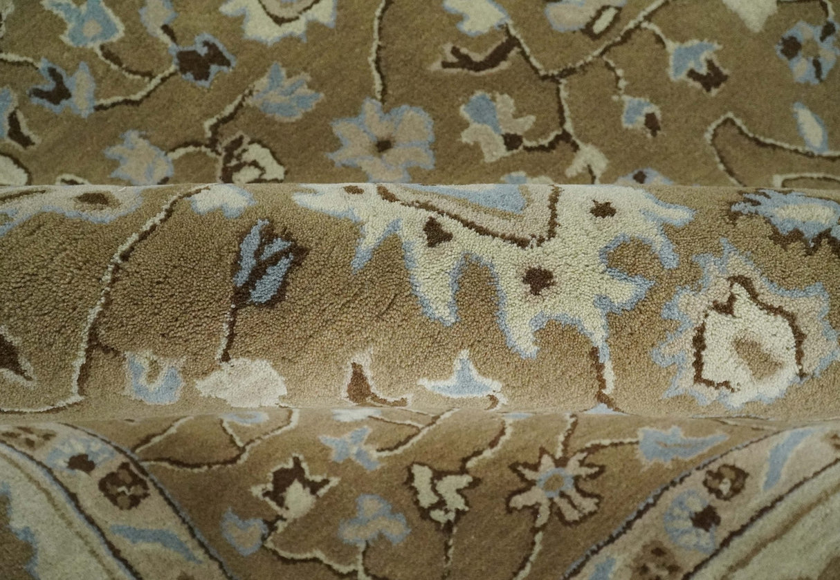 Hand Tufted Earthy Camel and Beige 8x10 Traditional Oushak Rug