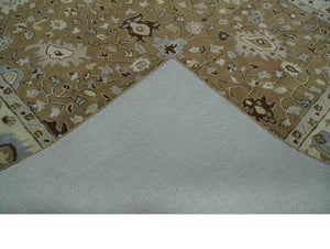 Hand Tufted Earthy Camel and Beige 8x10 Traditional Oushak Rug