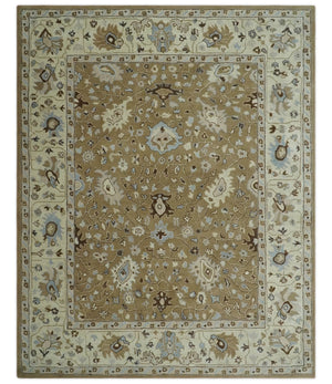 Hand Tufted Earthy Camel and Beige 8x10 Traditional Oushak Rug